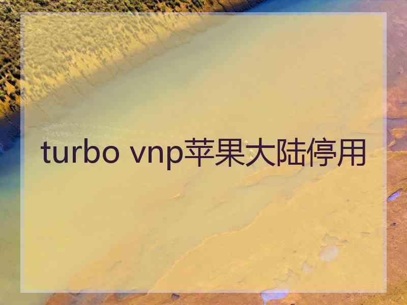 turbo vnp苹果大陆停用