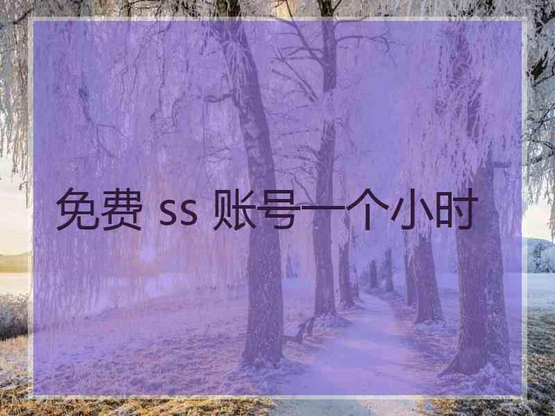 免费 ss 账号一个小时