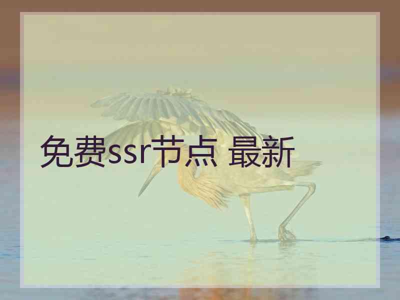 免费ssr节点 最新