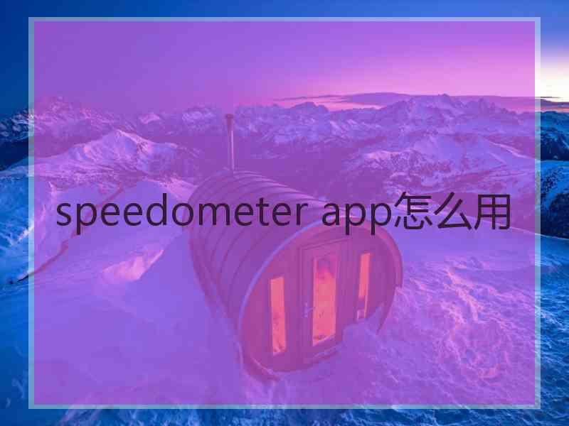 speedometer app怎么用