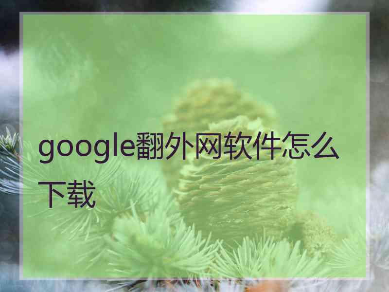 google翻外网软件怎么下载