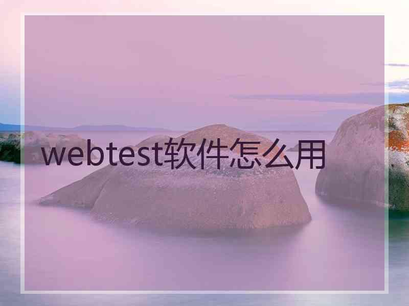 webtest软件怎么用