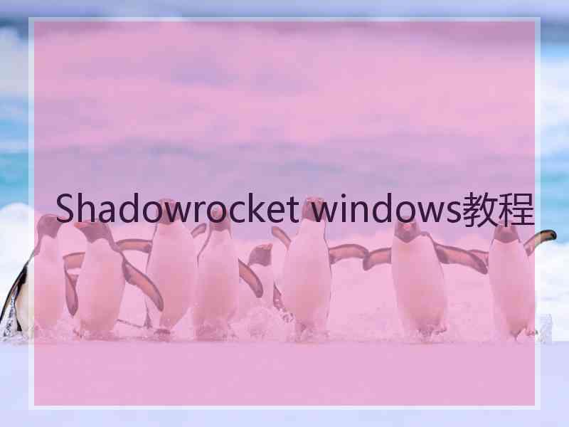 Shadowrocket windows教程