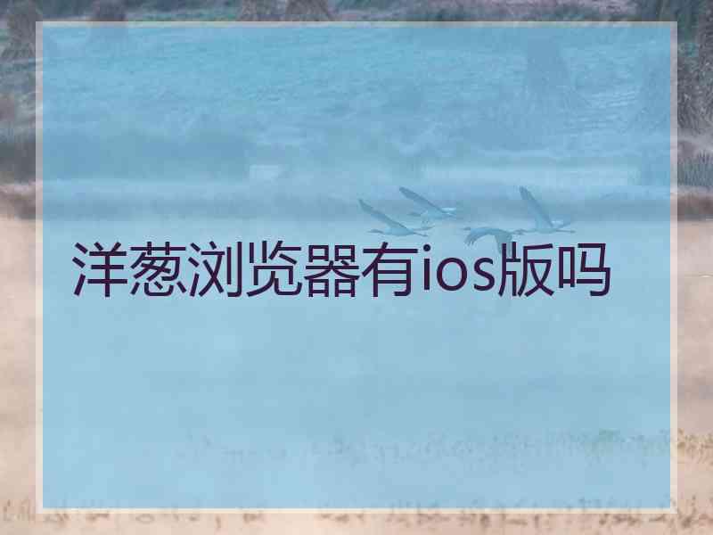 洋葱浏览器有ios版吗