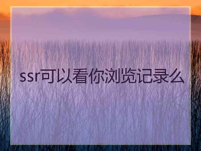 ssr可以看你浏览记录么