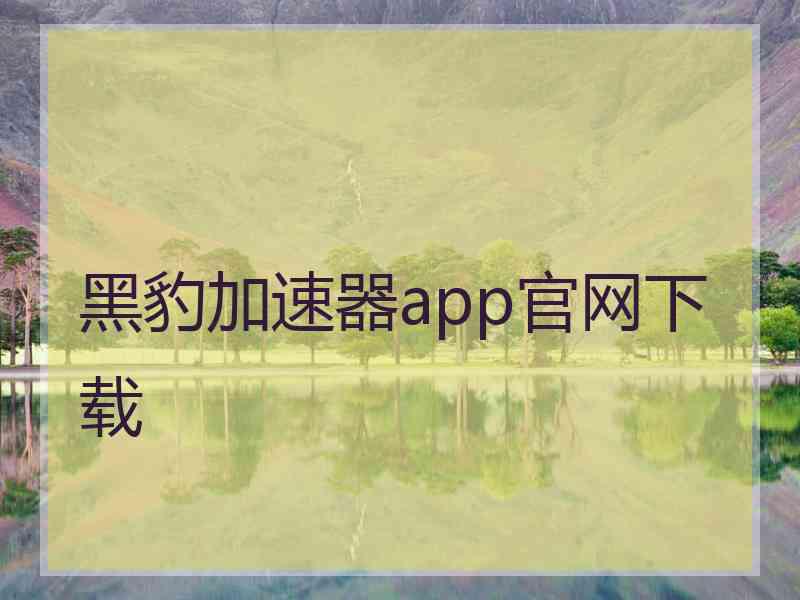 黑豹加速器app官网下载