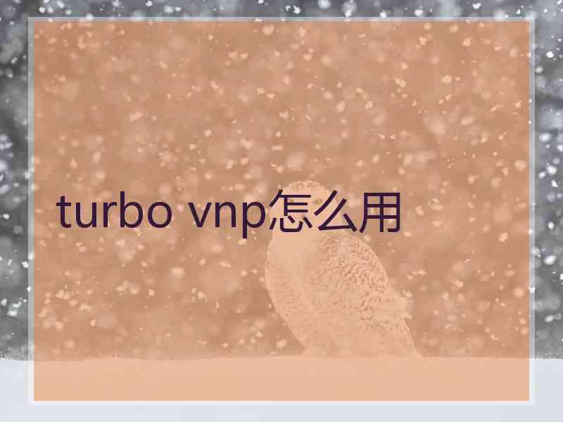 turbo vnp怎么用