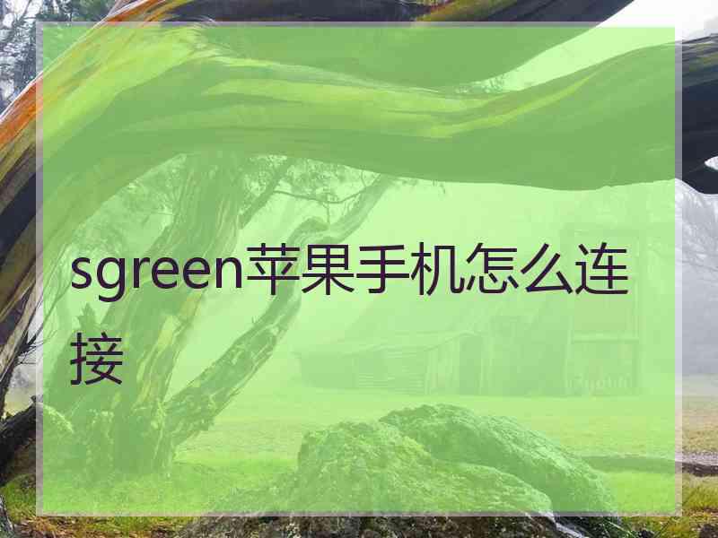 sgreen苹果手机怎么连接